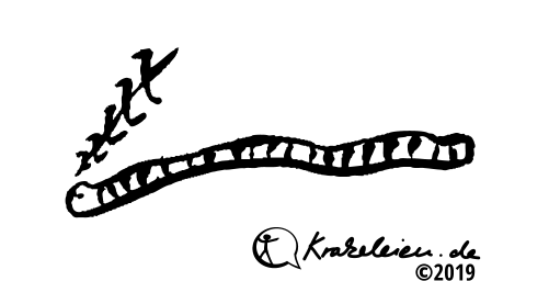 Tusche-Illustration eines schlafenden Regenwurms
